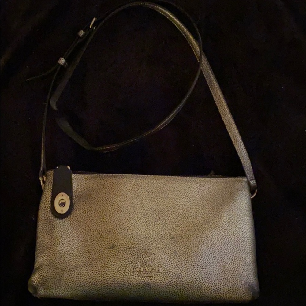 Silver and black crossbody two-toned bag